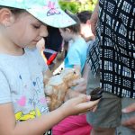 Wizyta w opolskim ZOO dziewczynka trzyma w dłoniach płaza