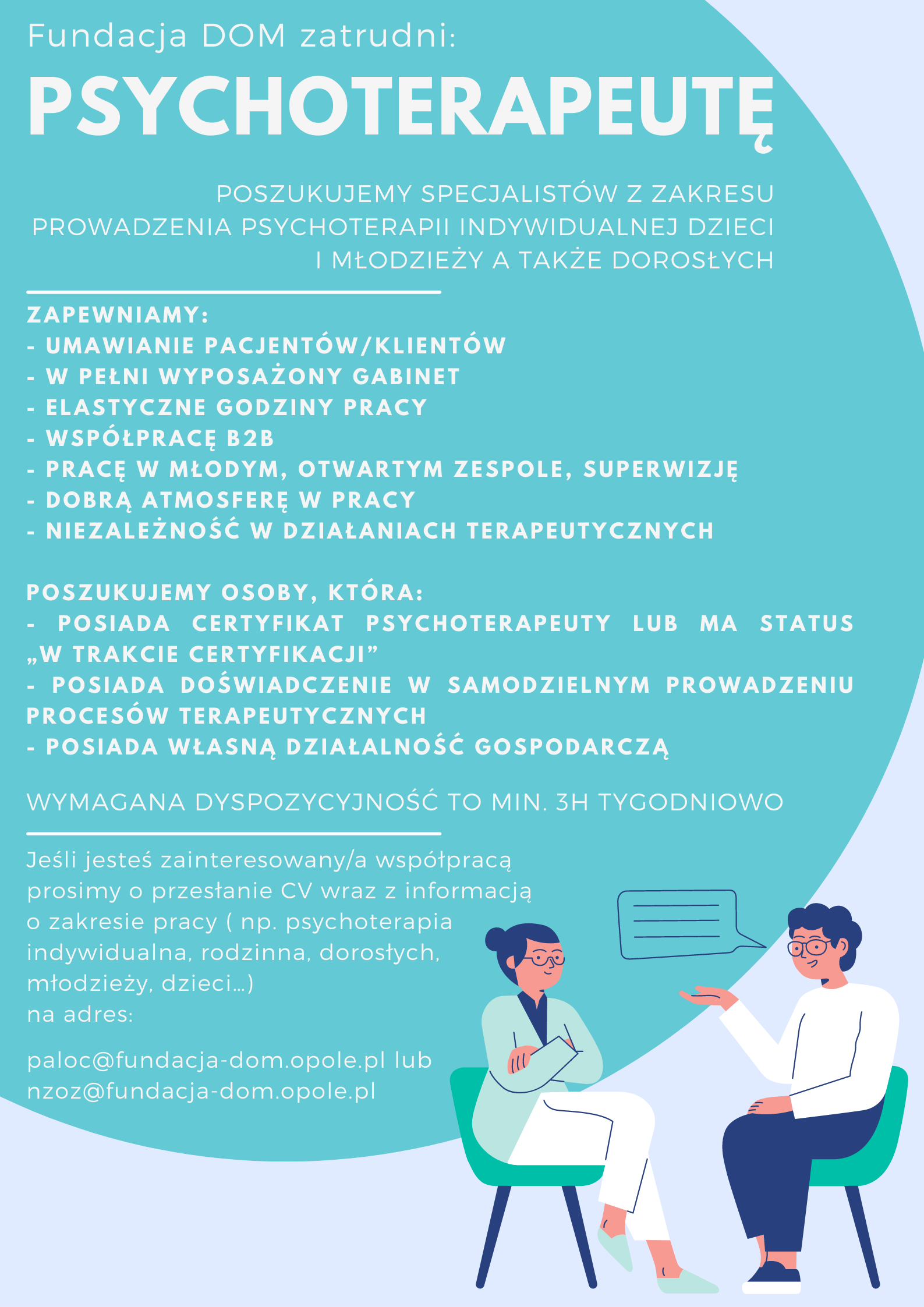 oferta pracy psychoterapeuta wrzesień 2022
