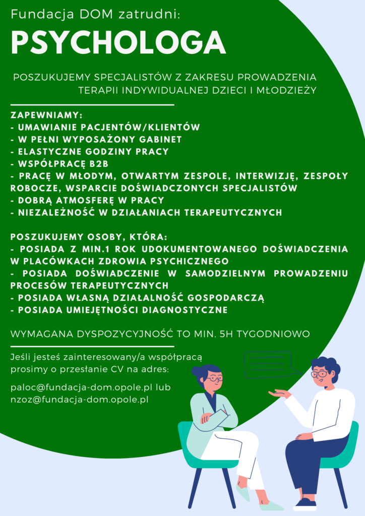 oferta pracy psycholog wrzesień 2022