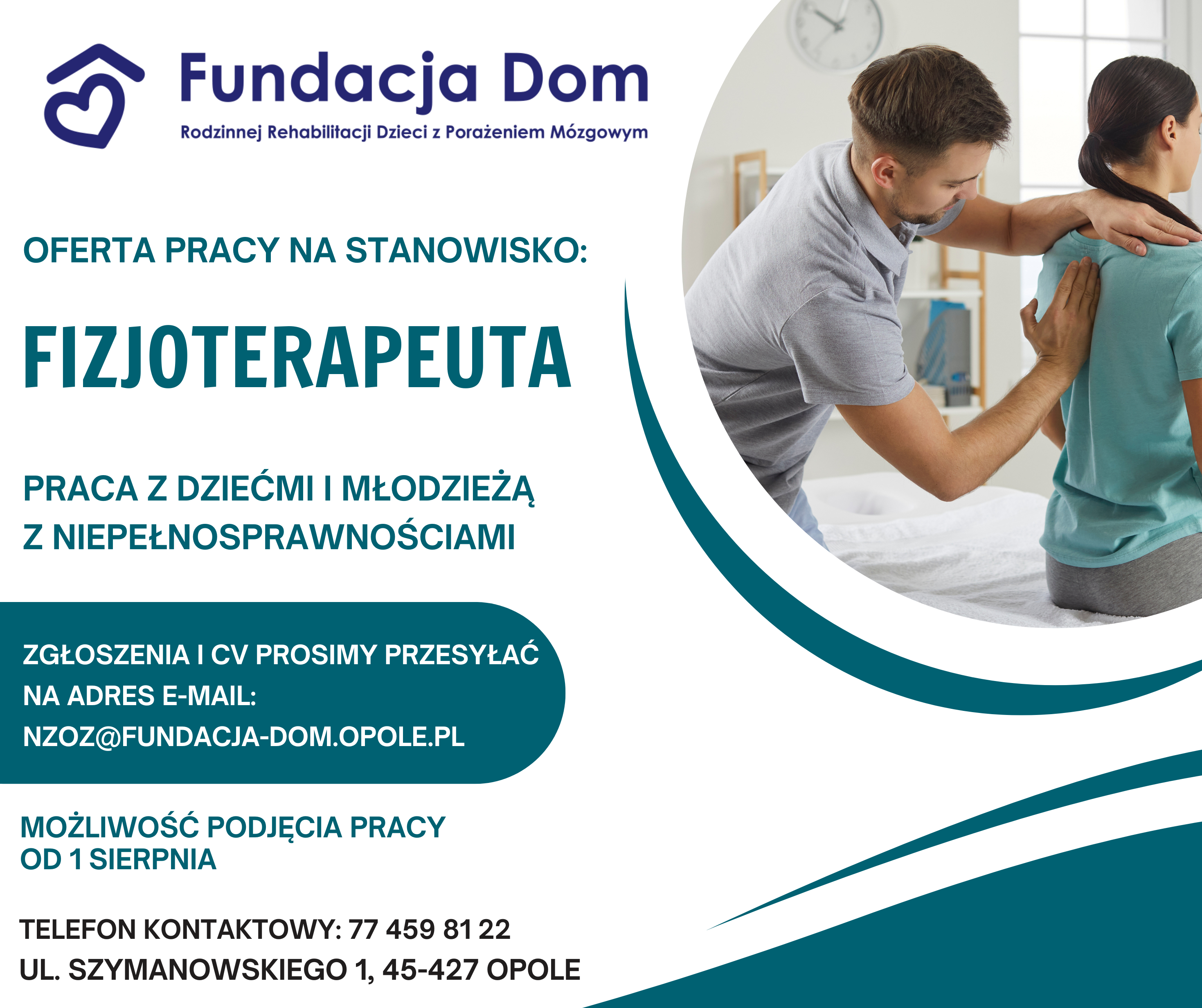 Ogłoszenie o pracę na stanowisko fizjoterapeuty