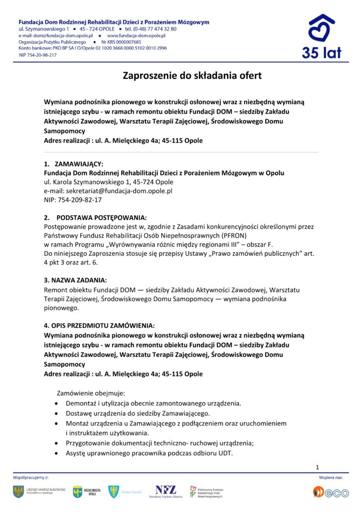 zaproszenie do sk adania ofert